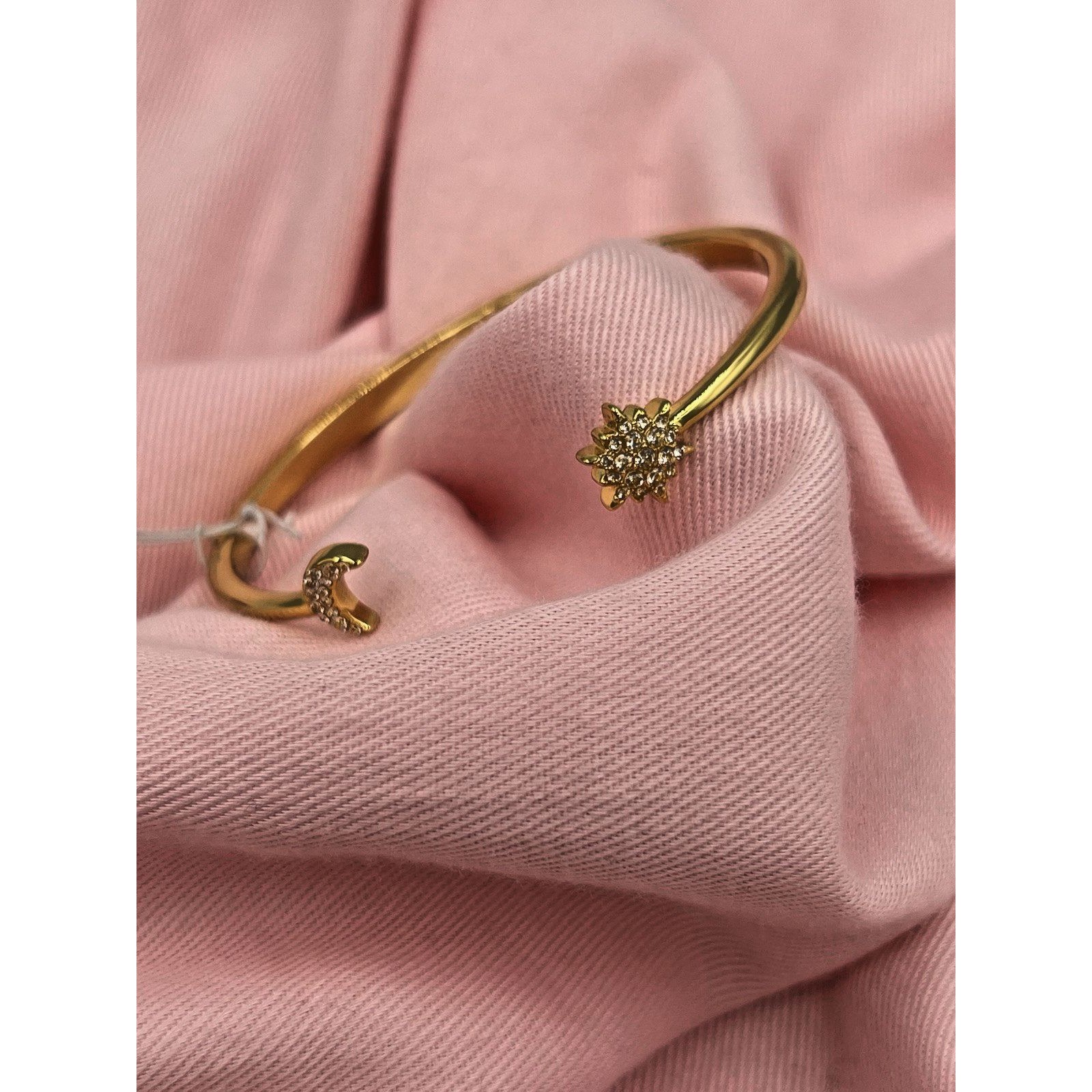 Kate Spade Stargaze Hinged Gold Tone Cuff/Bracelet Sun & Moon Cz Nwt